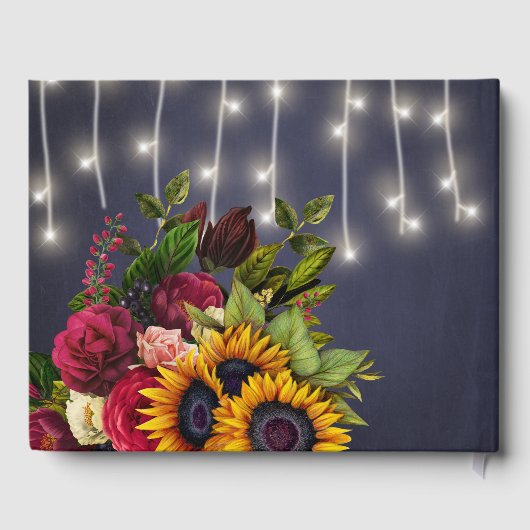 素朴フローラエレガント海軍ブルゴーニュ冬の結婚式 ゲストブック (裏面)