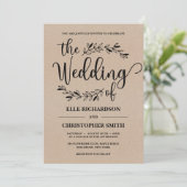 素朴フローラオーナメントクラフト紙結婚ズ 招待状 (スタンド正面)