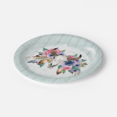 素朴フローラカウースカルウォーターカラーボホ結婚ズ ペーパープレート (アングル)