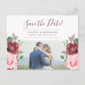 素朴フローラカスタム写真の結婚式の日付を保存 案内ポストカード (正面)