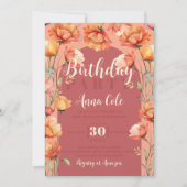 素朴フローラガーデンパーティーワイルドフラワー誕生日 招待状 (正面)