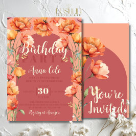 素朴フローラガーデンパーティーワイルドフラワー誕生日 招待状