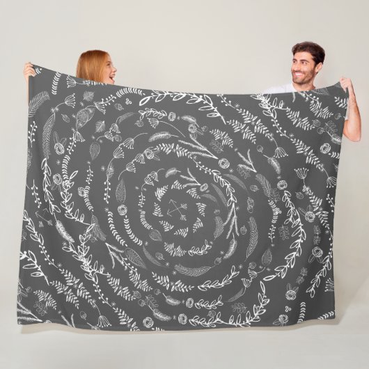 素朴フローラガーランドフォークアートパターンフリース フリースブランケット (インサイチュ)