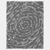 素朴フローラガーランドフォークアートパターンフリース フリースブランケット (正面)