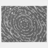 素朴フローラガーランドフォークアートパターンフリース フリースブランケット (正面(横))