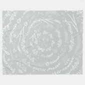 素朴フローラガーランドフォークアートパターンフリース フリースブランケット (正面(横))