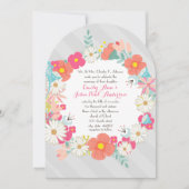 素朴フローラガーランドフォークアートパタ結婚ーン 招待状 (正面)