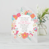 素朴フローラガーランドフォークアートパタ結婚ーン 招待状 (スタンド正面)