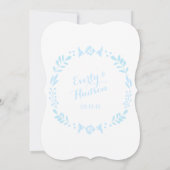 素朴フローラガーランドフォークアートブルー結婚ズ 招待状 (裏面)