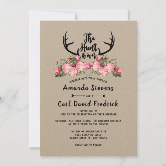 素朴フローラクラフト狩りは結婚以上 招待状 (正面)