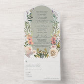 素朴フローラグリーン結婚セージ オールインワン招待状 (内側)