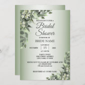 素朴フローラグ葉リーブライダルシャワー 招待状 (正面/裏面)