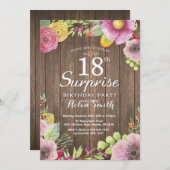 素朴フローラサプライズ18番目の誕生日招待状 招待状 (正面/裏面)