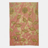 素朴フローラシャインモノグラムの キッチンタオル (縦)