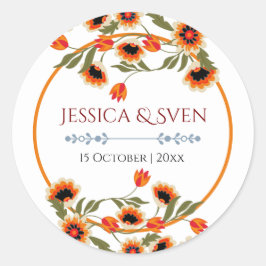 素朴フローラスカンジナビアフォークインスパイア結婚の ラウンドシール