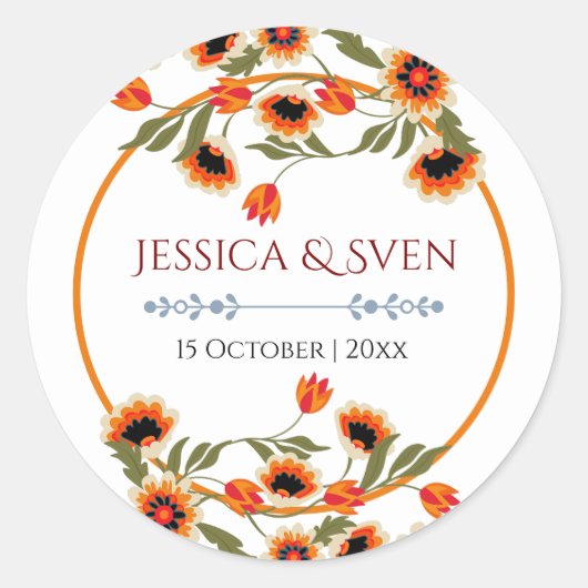 素朴フローラスカンジナビアフォークインスパイア結婚の ラウンドシール (正面)