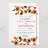 素朴フローラスカンジナビアフォークインスパイア結婚の 招待状 (正面/裏面)