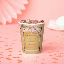 素朴フローラスクロールさくらんぼ結婚ブロッサム 紙コップ