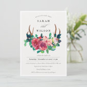 素朴フローラスタグ〔雄ジカの〕枝角カップルシャワー招待状 サンキューカード (スタンド正面)