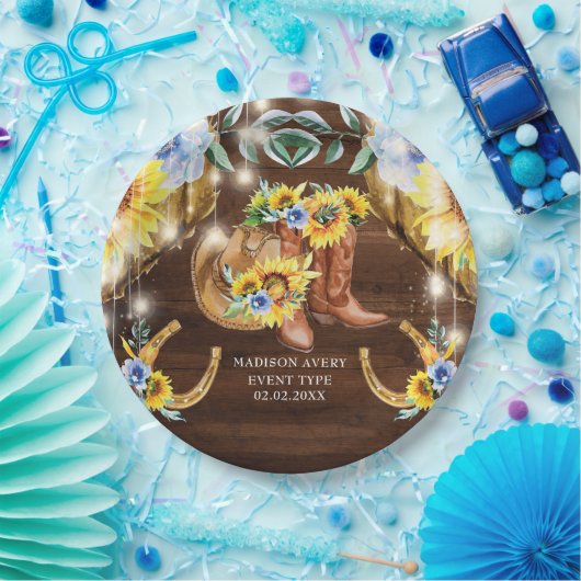 素朴フローラストリングライトを起動パーソナライズされたする ペーパープレート (パーティー)