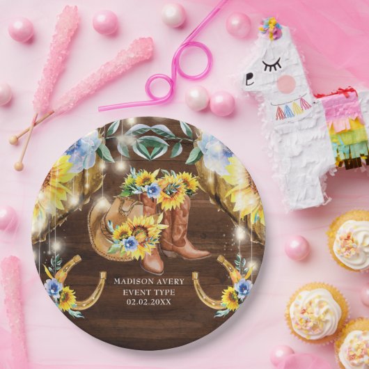 素朴フローラストリングライトを起動パーソナライズされたする ペーパープレート (パーティー)