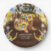 素朴フローラストリングライトを起動パーソナライズされたする ペーパープレート (正面)