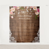 素朴フローラストリングライト木結婚の背景 タペストリー (正面)