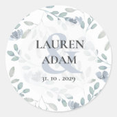 素朴フローラダスティブルーウォーター結婚カラー ラウンドシール (正面)
