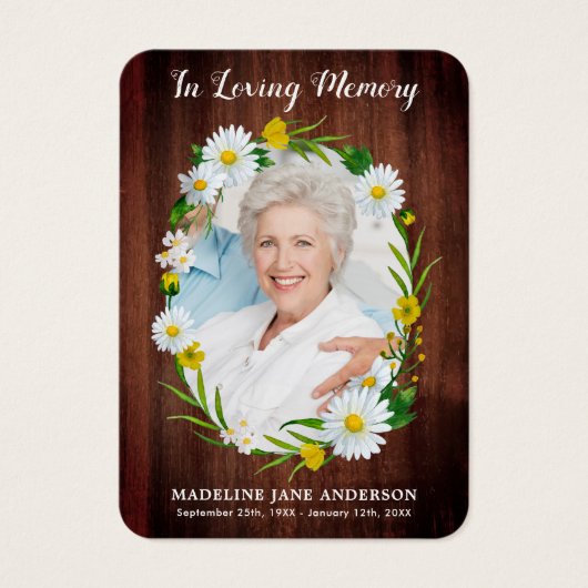 素朴フローラデイジー写真記念祈りの言葉カード (正面)