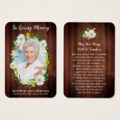 素朴フローラデイジー写真記念祈りの言葉カード (正面&裏面)