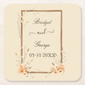 素朴フローラニュートラル結婚ズ スクエアペーパーコースター (正面)