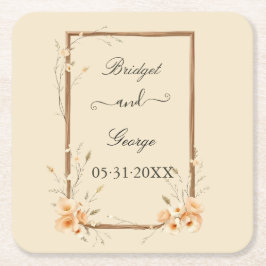 素朴フローラニュートラル結婚ズ スクエアペーパーコースター