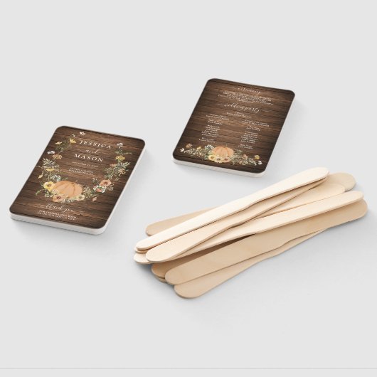 素朴フローラハーベストカボチャ結婚式 プログラム ハンドファン (組立なし)