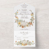 素朴フローラハーベスト秋パンプキ結婚ンのオールイン オールインワン招待状 (内側)