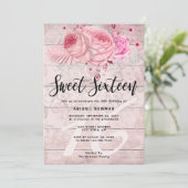 素朴フローラバラ金ゴールドグリッターsweet sixteen 招待状 (スタンド正面)