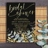 素朴フローラバラ金ゴールドブライダルシャワー 箔招待状
