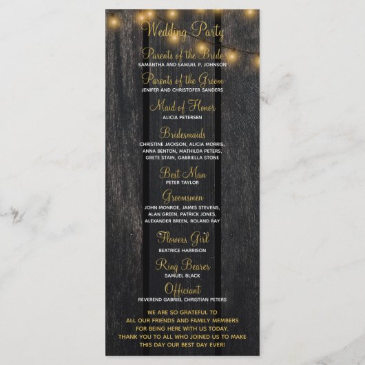 素朴フローラバーガンディ納屋の木婚式プログラム プログラム (裏面)