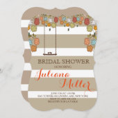 素朴フローラバードスイングブライダルシャワー招待 招待状 (正面/裏面)