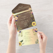 素朴フローラバ結婚ンウッド オールインワン招待状 (貼ってはがせる)