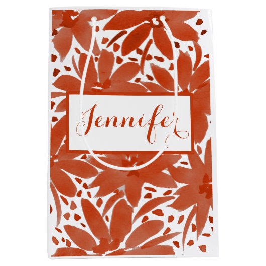 素朴フローラパーソナライズされたデザインインRust抱き枕 ミディアムペーパーバッグ (正面)