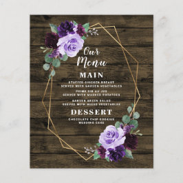 素朴フローラパープルと金ゴールドのメ結婚ニュー・カード