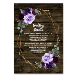 素朴フローラパープル金ゴールド結婚のエンクロージャカード テーブルナンバー