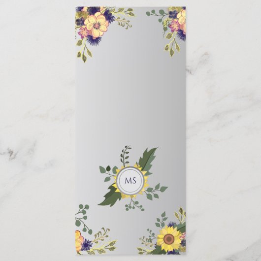 素朴フローラパ結婚ープルのメニュー メニュー (裏面)