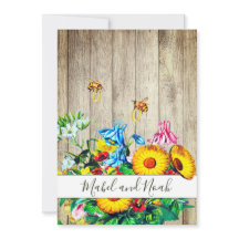 素朴フローラビー金ゴールドエコ結婚式招待状