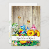 素朴フローラビー金ゴールドエコ結婚式招待状 招待状 (正面/裏面)