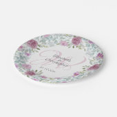素朴フローラピンクとホワイトウォーター結婚カラー ペーパープレート (アングル)