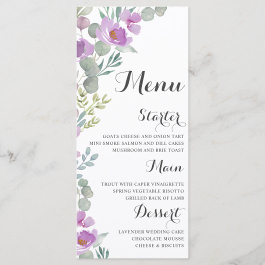 素朴フローラピンクウォーター結婚カラーのメニュー メニュー (正面)