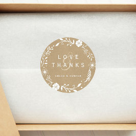 素朴フローラフェイククラフト結婚の感謝 ラウンドシール