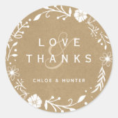 素朴フローラフェイククラフト結婚の感謝 ラウンドシール (正面)