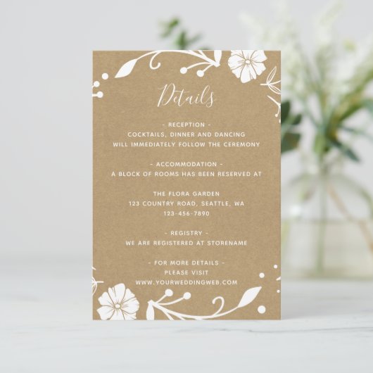 素朴フローラフェイククラフト結婚詳細 エンクロージャーカード (スタンド正面)